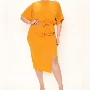 NWT Fashion Nova Mustard Yellow Midi Dress